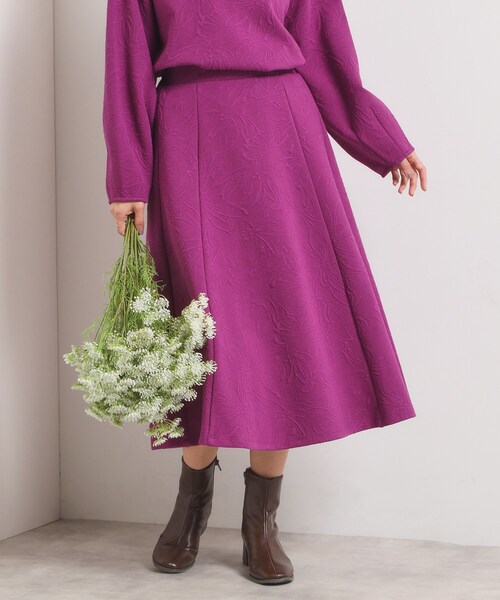 ITS'DEMO（イッツデモ）の「【手洗い可／セットアップ可】花柄ジャカードスカート（スカート・レディース・グリーン系/アイボリー/パープル系/ブラック・00）」の4枚目の写真