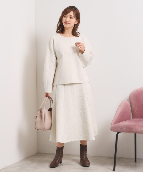 ITS'DEMO（イッツデモ）の「【手洗い可／セットアップ可】花柄ジャカードスカート（スカート・レディース・グリーン系/アイボリー/パープル系/ブラック・00）」の6枚目の写真