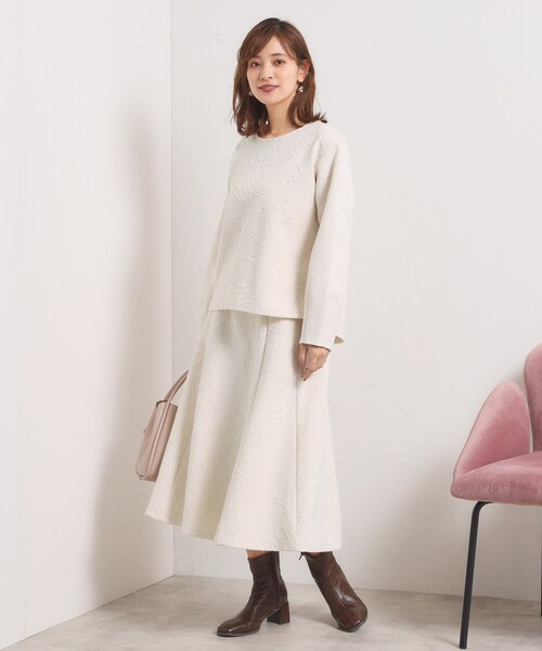 ITS'DEMO（イッツデモ）の「【手洗い可／セットアップ可】花柄ジャカードスカート（スカート・レディース・グリーン系/アイボリー/パープル系/ブラック・00）」の7枚目の写真