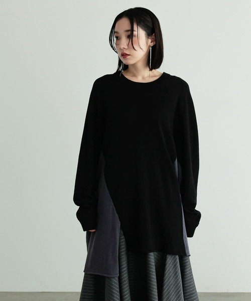n'OrLABEL(ノアールレーベル)の「配色前ラグランスリットニット(ニット/セーター・レディース・ブラック/パープル・FREE)」の18枚目の写真