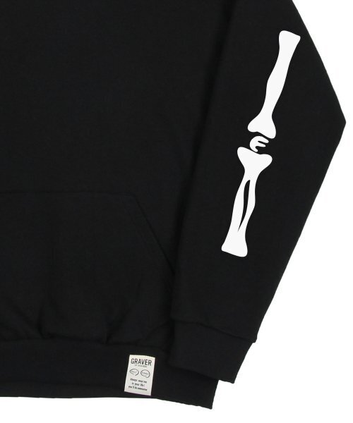 GRAVER（グレーバー）の「[UNISEX]エルボー OF ボン フードパーカー_ブラック（パーカー・レディース・ブラック・MEDIUM/LARGE/SMALL）」の3枚目の写真