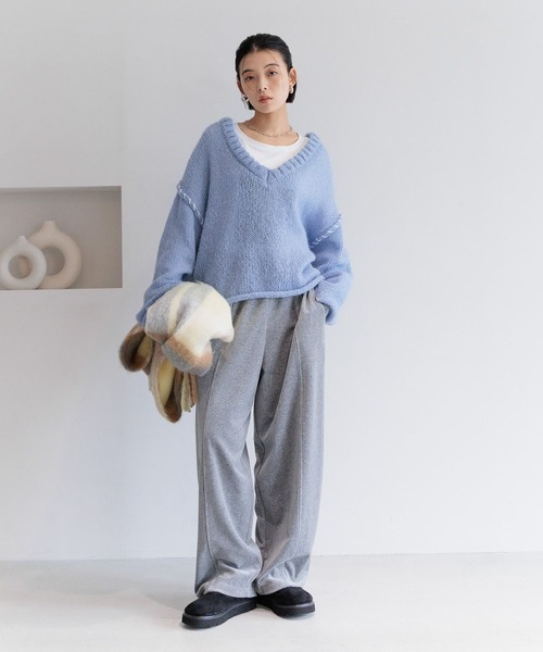 BAYFLOW（ベイフロー）の「[WEB限定]ベロアカーブパンツ（その他パンツ・レディース・ブラウン/チャコール・SMALL/MEDIUM）」の3枚目の写真