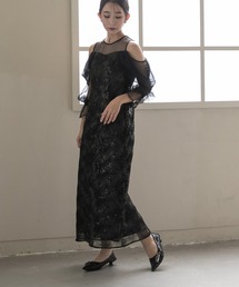 チュールオフショルイルミナドレス