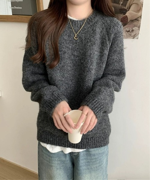 MAISON DE THERESE（メゾン ド テレーズ）の「ゆったりラウンドネックのロングスリーブセーター（ニット/セーター・レディース・アイボリー/ワイン/グレー/ベージュ・FREE）」の6枚目の写真