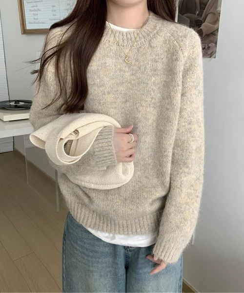MAISON DE THERESE（メゾン ド テレーズ）の「ゆったりラウンドネックのロングスリーブセーター（ニット/セーター・レディース・アイボリー/ワイン/グレー/ベージュ・FREE）」の8枚目の写真