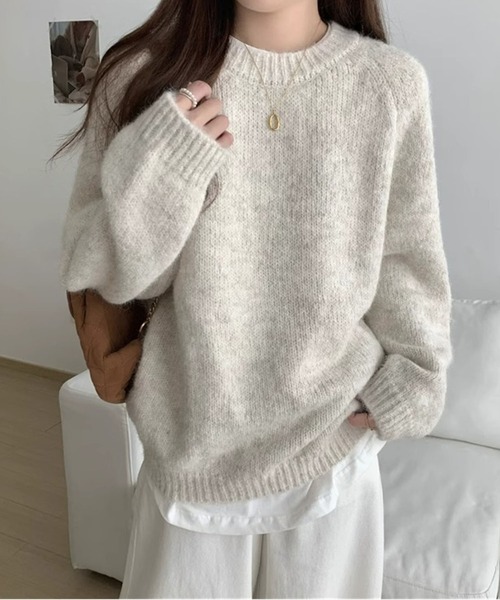 MAISON DE THERESE（メゾン ド テレーズ）の「ゆったりラウンドネックのロングスリーブセーター（ニット/セーター・レディース・アイボリー/ワイン/グレー/ベージュ・FREE）」の13枚目の写真