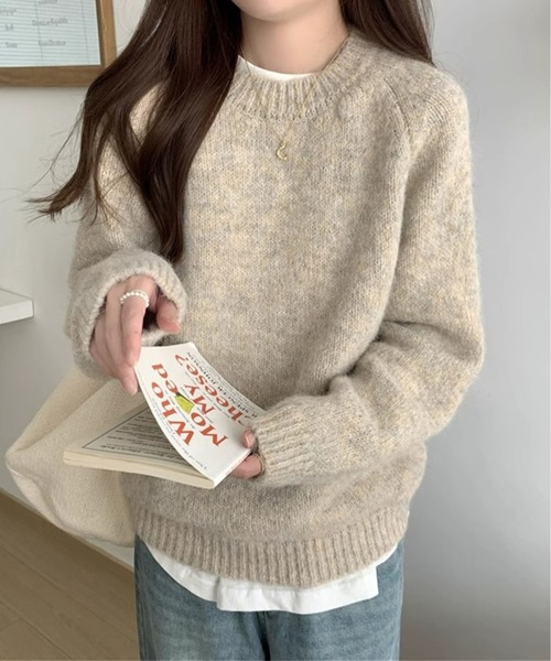 MAISON DE THERESE（メゾン ド テレーズ）の「ゆったりラウンドネックのロングスリーブセーター（ニット/セーター・レディース・アイボリー/ワイン/グレー/ベージュ・FREE）」の10枚目の写真