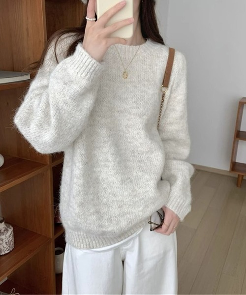 MAISON DE THERESE（メゾン ド テレーズ）の「ゆったりラウンドネックのロングスリーブセーター（ニット/セーター・レディース・アイボリー/ワイン/グレー/ベージュ・FREE）」の15枚目の写真