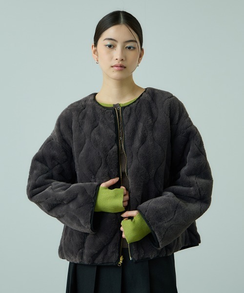 セール】ひょうたんキルトリバーシブルZIPジャケット（ノーカラー