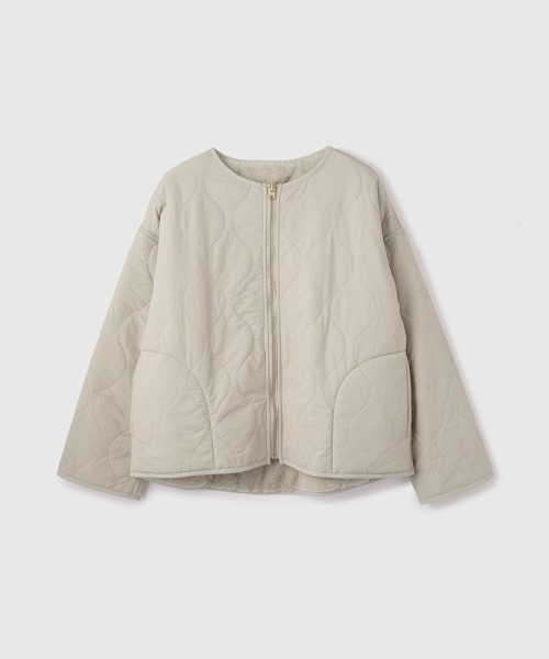 VICKY（ビッキー）の「ひょうたんキルトリバーシブルZIPジャケット（ノーカラージャケット・レディース・ブラック/ライトグレー・M）」の3枚目の写真