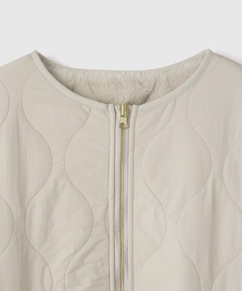 VICKY（ビッキー）の「ひょうたんキルトリバーシブルZIPジャケット（ノーカラージャケット・レディース・ブラック/ライトグレー・M）」の6枚目の写真