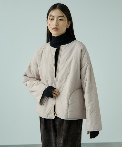 VICKY（ビッキー）の「ひょうたんキルトリバーシブルZIPジャケット（ノーカラージャケット・レディース・ブラック/ライトグレー・M）」の13枚目の写真