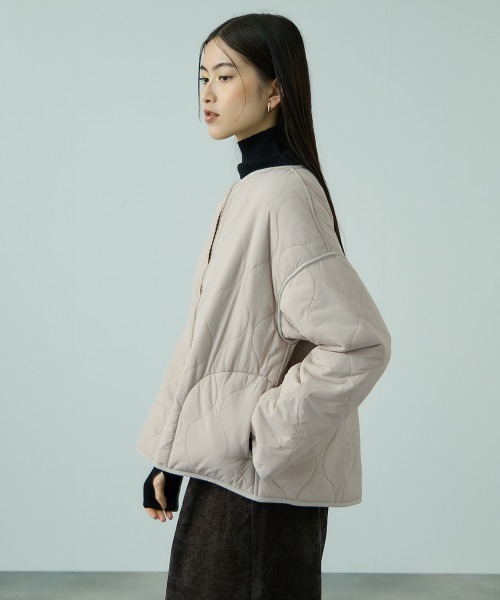 VICKY（ビッキー）の「ひょうたんキルトリバーシブルZIPジャケット（ノーカラージャケット・レディース・ブラック/ライトグレー・M）」の14枚目の写真