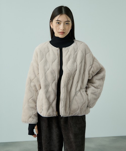 セール】ひょうたんキルトリバーシブルZIPジャケット（ノーカラー