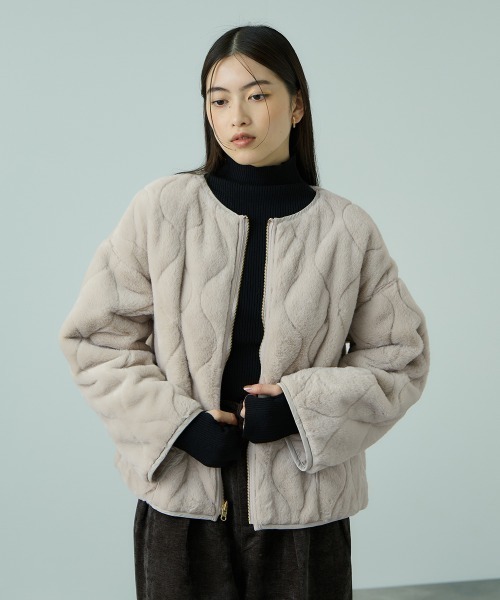 セール】ひょうたんキルトリバーシブルZIPジャケット（ノーカラー