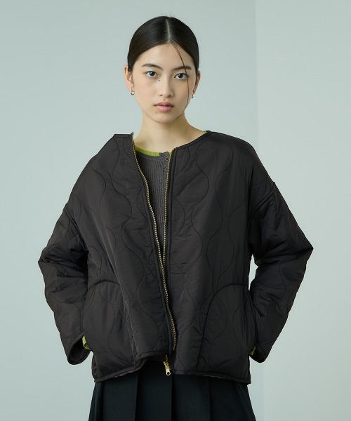 セール】ひょうたんキルトリバーシブルZIPジャケット（ノーカラー