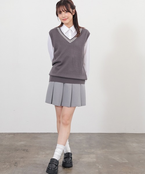 Honeys（ハニーズ）の「スクールベスト（ベスト・レディース・杢グレー/ネイビー/アイボリー/スミクロ・L/SS/S/M）」の8枚目の写真