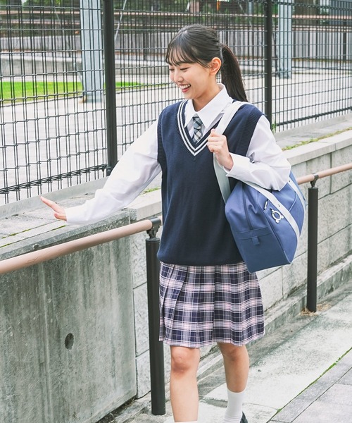 Honeys（ハニーズ）の「スクールベスト（ベスト・レディース・杢グレー/ネイビー/アイボリー/スミクロ・L/SS/S/M）」の14枚目の写真