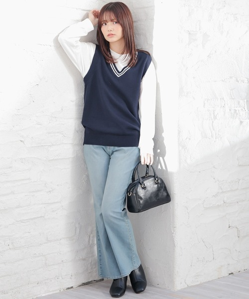 Honeys（ハニーズ）の「スクールベスト（ベスト・レディース・杢グレー/ネイビー/アイボリー/スミクロ・L/SS/S/M）」の18枚目の写真