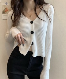 コンパクトリブニットカーディガン