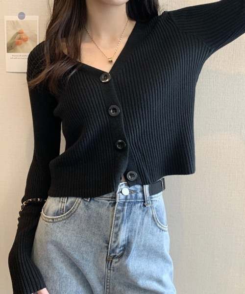 SallyLunn(サリーラン)の「コンパクトリブニットカーディガン(ニット/セーター・レディース・ブラック/ベージュ/グレー/ホワイト・FREE)」の22枚目の写真