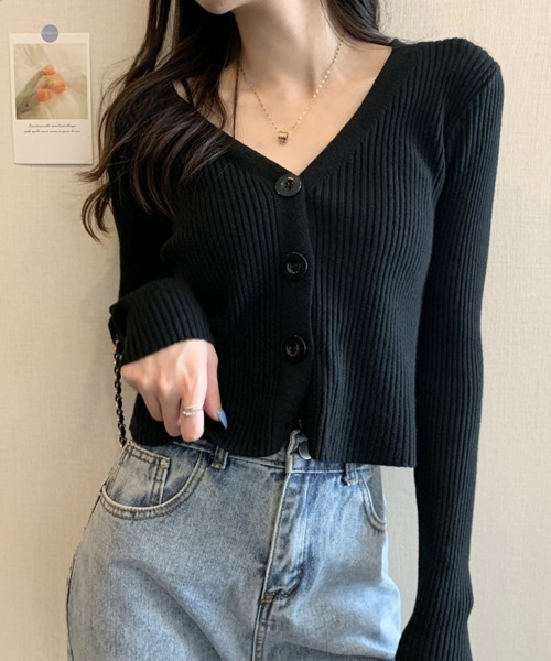 SallyLunn(サリーラン)の「コンパクトリブニットカーディガン(ニット/セーター・レディース・ブラック/ベージュ/グレー/ホワイト・FREE)」の15枚目の写真