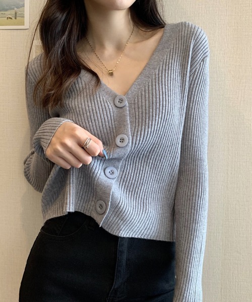 SallyLunn(サリーラン)の「コンパクトリブニットカーディガン(ニット/セーター・レディース・ブラック/ベージュ/グレー/ホワイト・FREE)」の18枚目の写真