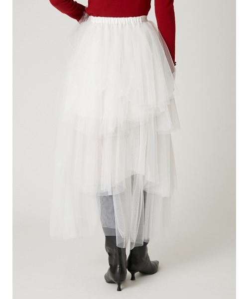 FRAY I.D（フレイアイディー）の「チュールアシメティアードスカート（スカート・レディース・グレー/ブラック/ホワイト・0/1）」の7枚目の写真