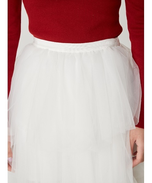 FRAY I.D（フレイアイディー）の「チュールアシメティアードスカート（スカート・レディース・グレー/ブラック/ホワイト・0/1）」の9枚目の写真