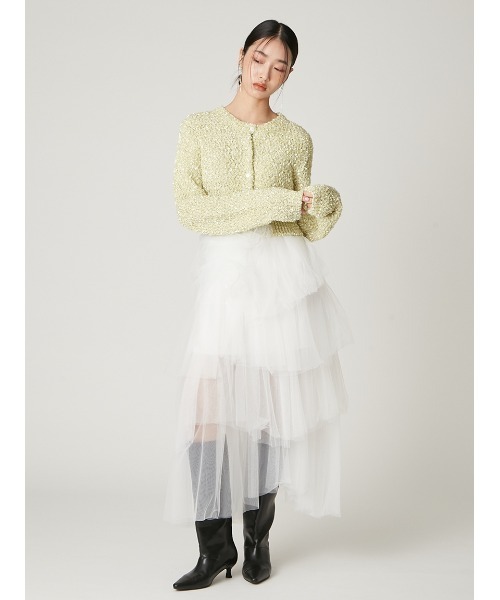 FRAY I.D（フレイアイディー）の「チュールアシメティアードスカート（スカート・レディース・グレー/ブラック/ホワイト・0/1）」の16枚目の写真