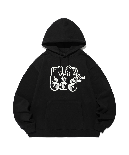 NICE GHOST CLUB(ナイスゴーストクラブ)の「GUMMY BEAR & LOGO HOODIE_BLACK(NG2EFUM400A)(パーカー・レディース・ブラック・SMALL/MEDIUM/LARGE)」の1枚目の写真