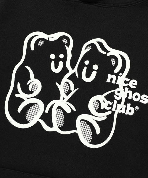 NICE GHOST CLUB(ナイスゴーストクラブ)の「GUMMY BEAR & LOGO HOODIE_BLACK(NG2EFUM400A)(パーカー・レディース・ブラック・SMALL/MEDIUM/LARGE)」の4枚目の写真