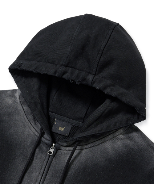 BROWNBREATH（ブラウンブレス）の「BROKEN TAG DIRTY HOOD ZIP UP - BLACK（パーカー・レディース・その他・X-LARGE/LARGE/MEDIUM/SMALL）」の5枚目の写真