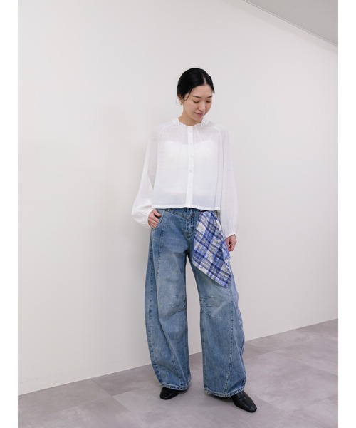 DOLLUPOOPS（ドールアップウップス）の「ハンカチディテールカーブラインデニムパンツ（デニムパンツ・レディース・ブラック/ブルー・SMALL/MEDIUM）」の6枚目の写真