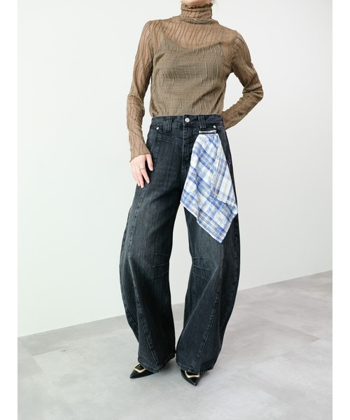 DOLLUPOOPS（ドールアップウップス）の「ハンカチディテールカーブラインデニムパンツ（デニムパンツ・レディース・ブラック/ブルー・SMALL/MEDIUM）」の8枚目の写真