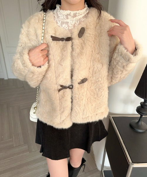 Jasmine Grandiflorum(ジャスミングランディフローラム)の「【Jasmine】ノーカラーショートボアコート (AW)(ノーカラーコート・レディース・アイボリー/ベージュ・FREE)」の12枚目の写真