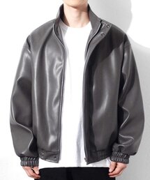 QT8 GARMENTS（キューティーエイトガーメント）の「RG Synthetic Leather Hidden Jacket (Charcoal)（ライダースジャケット・メンズ）」