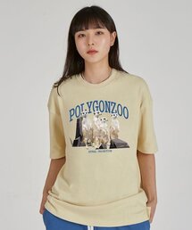 ポリゴンミアキャット ラウンドネック 15番手コットン 半袖Tシャツ_バター