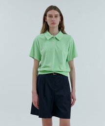 STEP AROUND（ステップアラウンド）の「テリーオープンカラートップ_APPLE GREEN（ポロシャツ）」