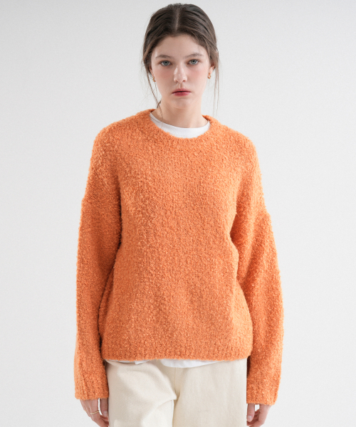 Wool Furry Round Knit (Orange)