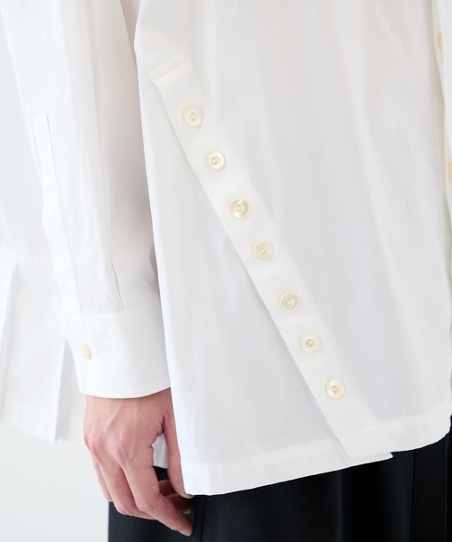 SHAREEF（シャリーフ）の「【SHAREEF】アシンメトリービッグシャツ（シャツ/ブラウス・メンズ・ホワイト/ブラック・1/2）」の10枚目の写真