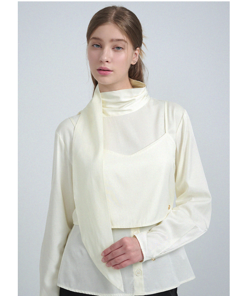 MICANE(ミケーネ)の「オンディンタイビスチェレイヤードブラウス(シャツ/ブラウス・レディース・ブラック/クリーム・X-LARGE/SMALL/MEDIUM/LARGE)」の3枚目の写真