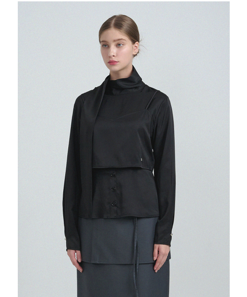 MICANE(ミケーネ)の「オンディンタイビスチェレイヤードブラウス(シャツ/ブラウス・レディース・ブラック/クリーム・X-LARGE/SMALL/MEDIUM/LARGE)」の10枚目の写真