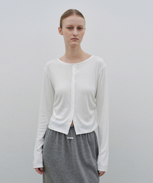 Side Shirring Cardigan (Ivory)