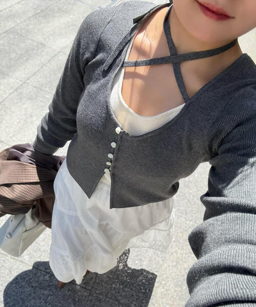 FREE'S MART（フリーズマート）の「◇キャミレイヤードクルーネックニット（ニット/セーター・レディース・グレー/ネイビー/ボルドー/ブラウン/ホワイト系その他・FREE）」の3枚目の写真