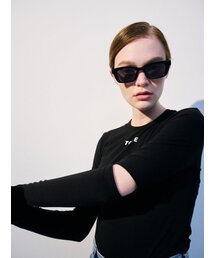 スリーブポイントロングスリーブTシャツブラック