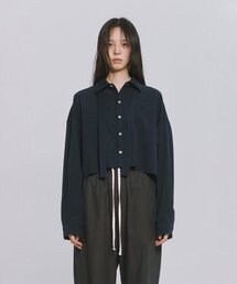 MONOPHOBIA（モノフォビア）の「STRAP TIE NECK CROP BLOUSE NAVY（シャツ/ブラウス）」