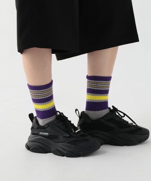 GEORGE'S(ジョージズ)の「ボーダーソックス(23~25cm/26~28cm)(ソックス/靴下・メンズ・グレー/アイボリー/グリーン・23-25cm/26-28cm)」の2枚目の写真