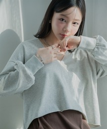 小さいサイズ　深Vネックスウェットプルオーバー　低身長さん・小柄女性
