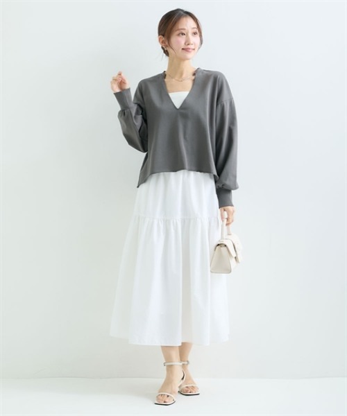 Petitjo(プッチージョ)の「小さいサイズ 深Vネックスウェットプルオーバー 低身長さん・小柄女性(スウェット・レディース・チャコール/ライトグレー・M-L/XS-S)」の15枚目の写真